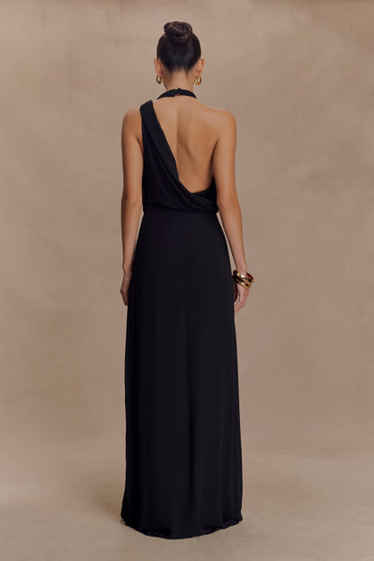 Robe Maxi Galia à Col Rond - Noir