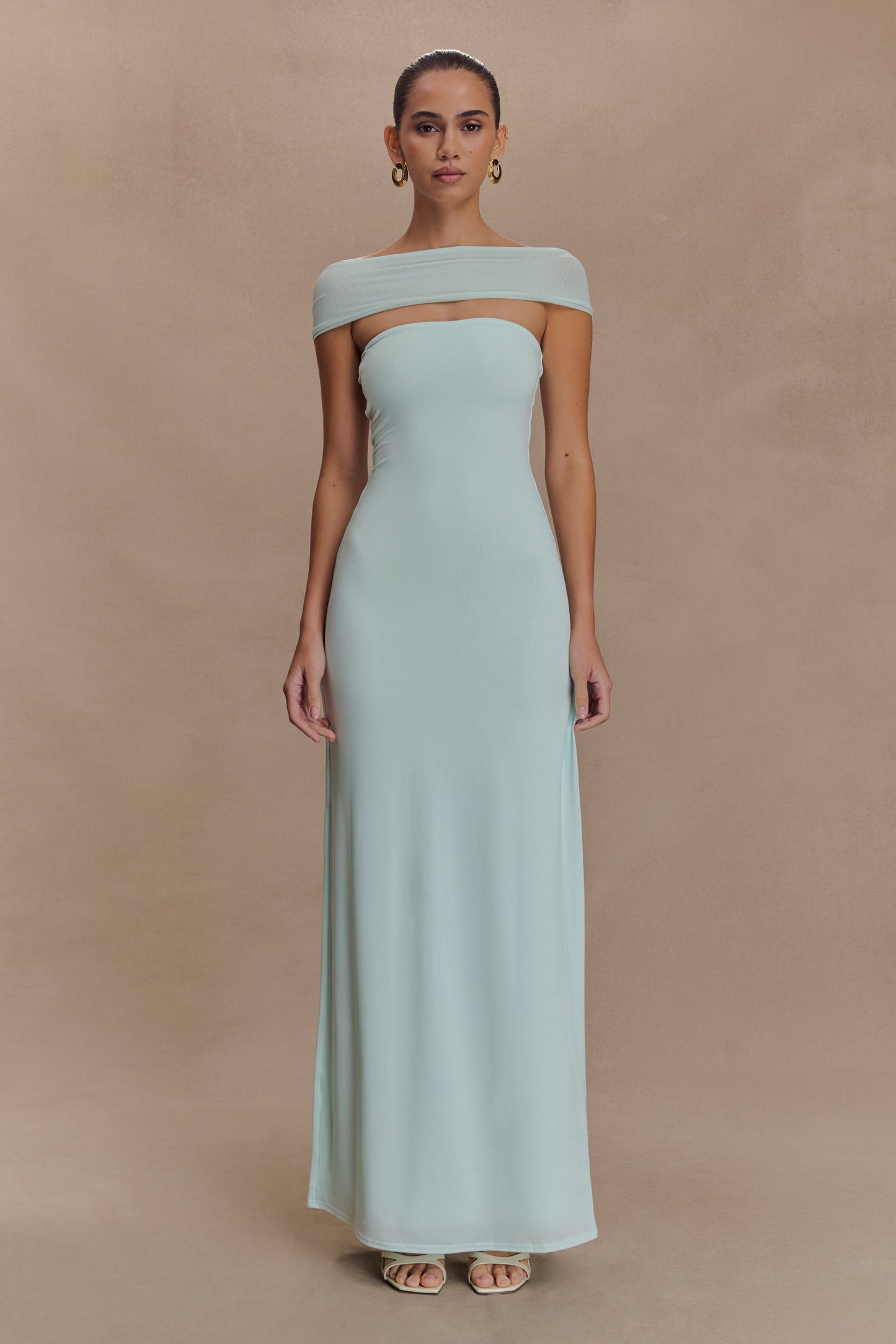 Robe Maxi Aurora en Mousseline et Maille à Fente - Lagoon