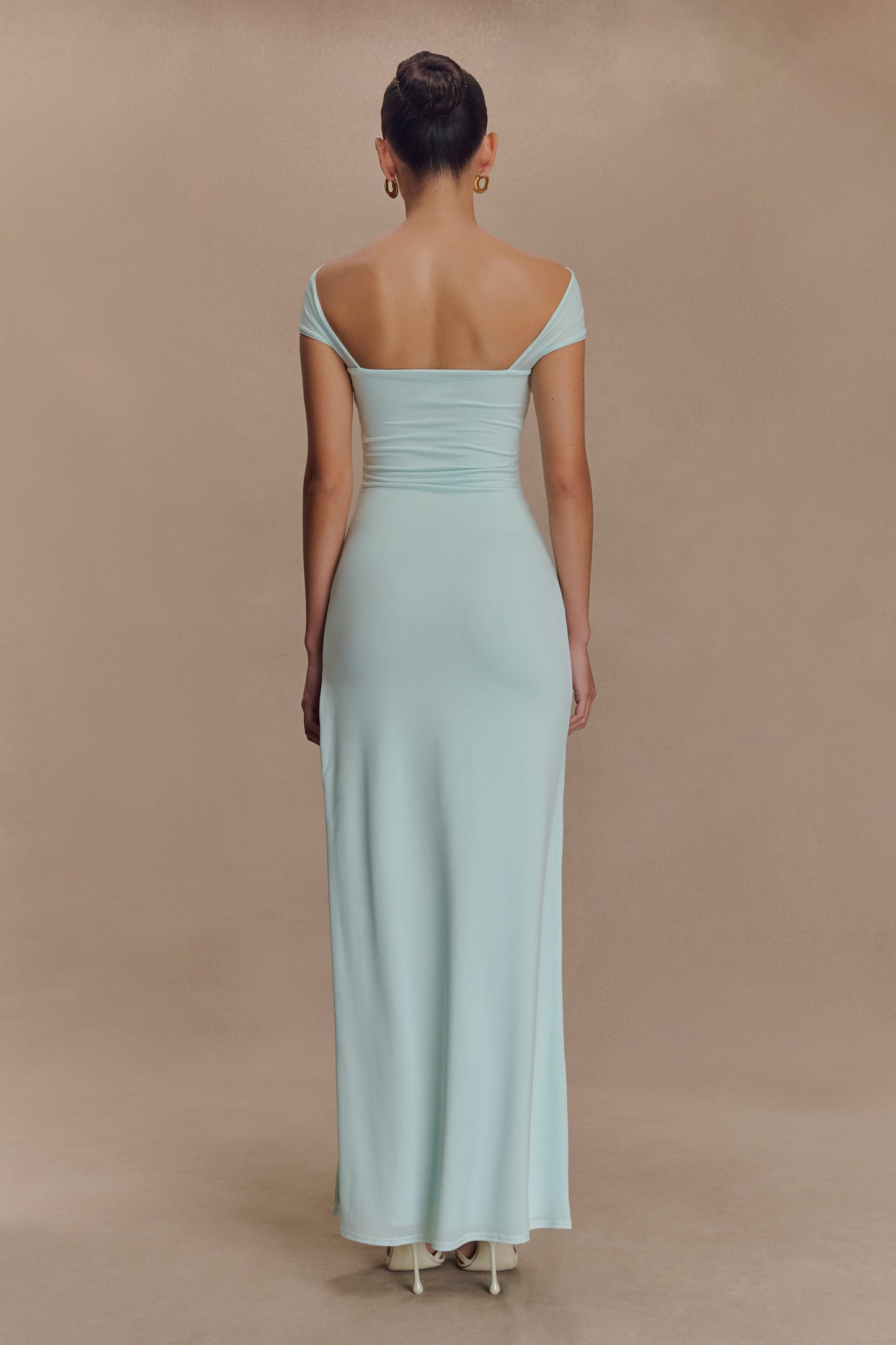 Robe Maxi Aurora en Mousseline et Maille à Fente - Lagoon