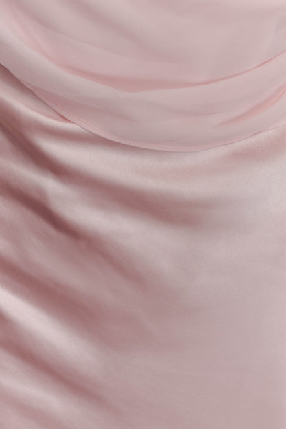 Robe Maxi Carah en Satin et Chiffon - Rose Pâle