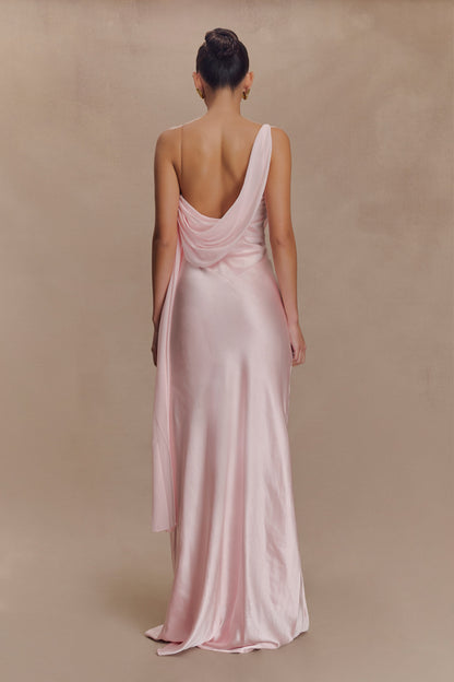 Robe Maxi Carah en Satin et Chiffon - Rose Pâle