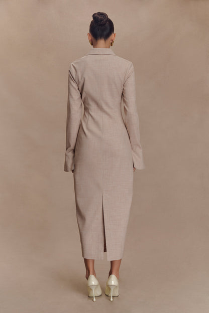 Robe midi Dorian à manches courtes, ajustée - Gris clair mêlé