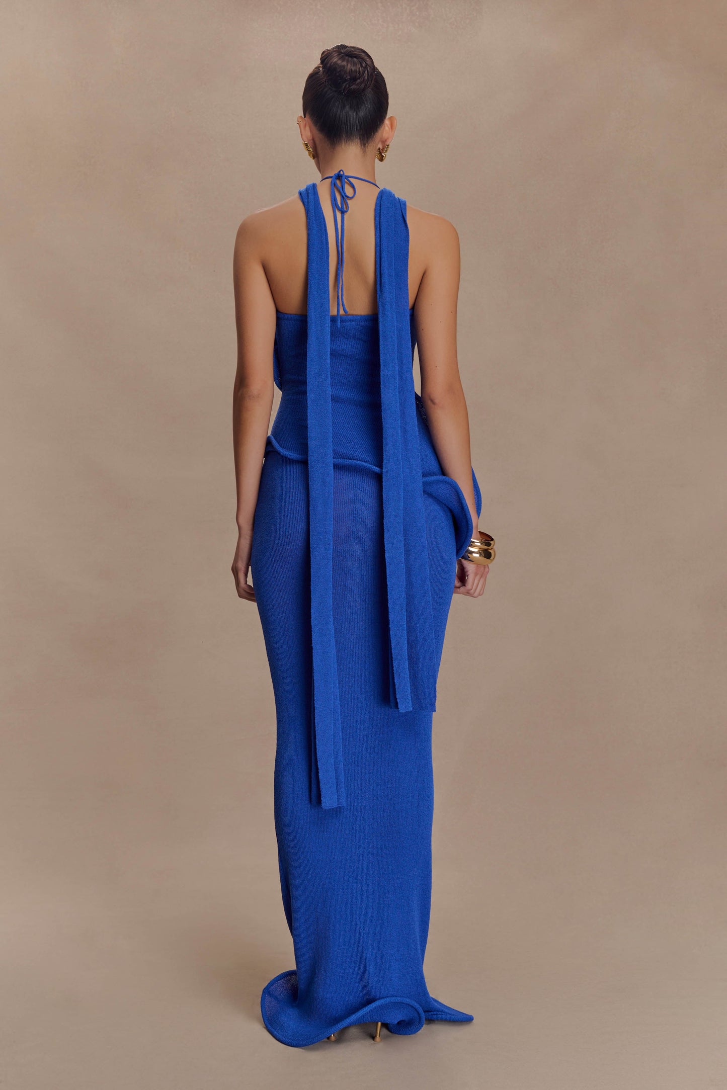 Robe Maxi Caprice en Tricot à Décolleté Croisé - Cobalt