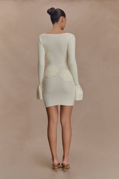 Mini-robe en tricot crochet Amari - Ivoire