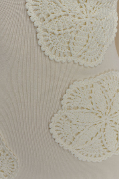 Mini-robe en tricot crochet Amari - Ivoire