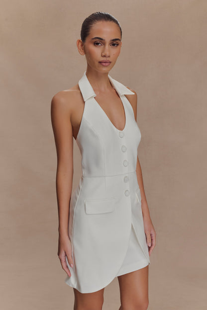 Robe mini à col montant Ruth Cotton - Ivoire