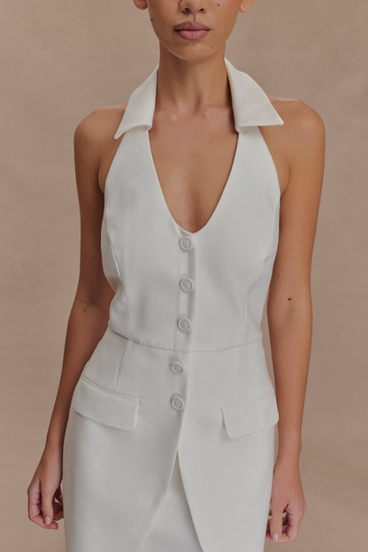 Robe mini à col montant Ruth Cotton - Ivoire