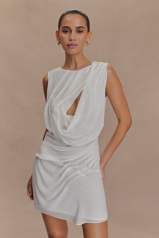 Robe mini en mousseline Oria - Blanche