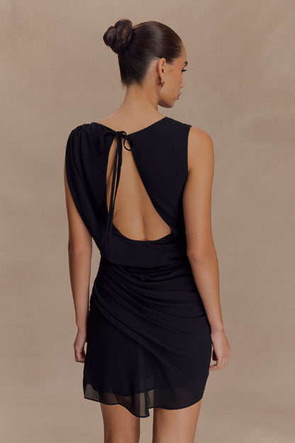 Robe mini en mousseline Oria - Noir