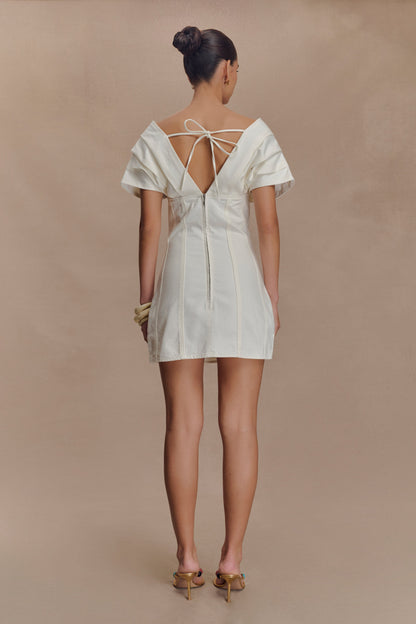 Mini-robe en jean à épaules dénudées Pascale - Blanc