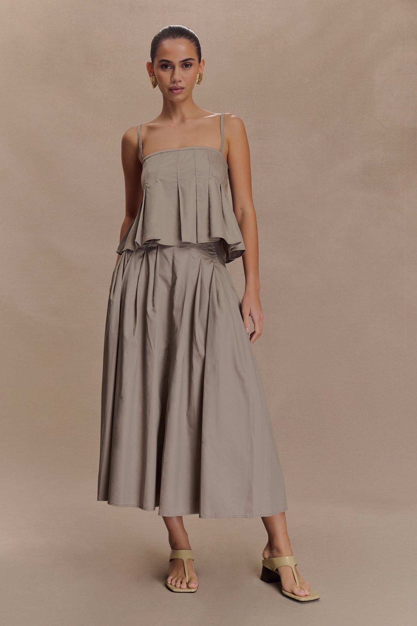 Mae, haut en coton - Brun-gris