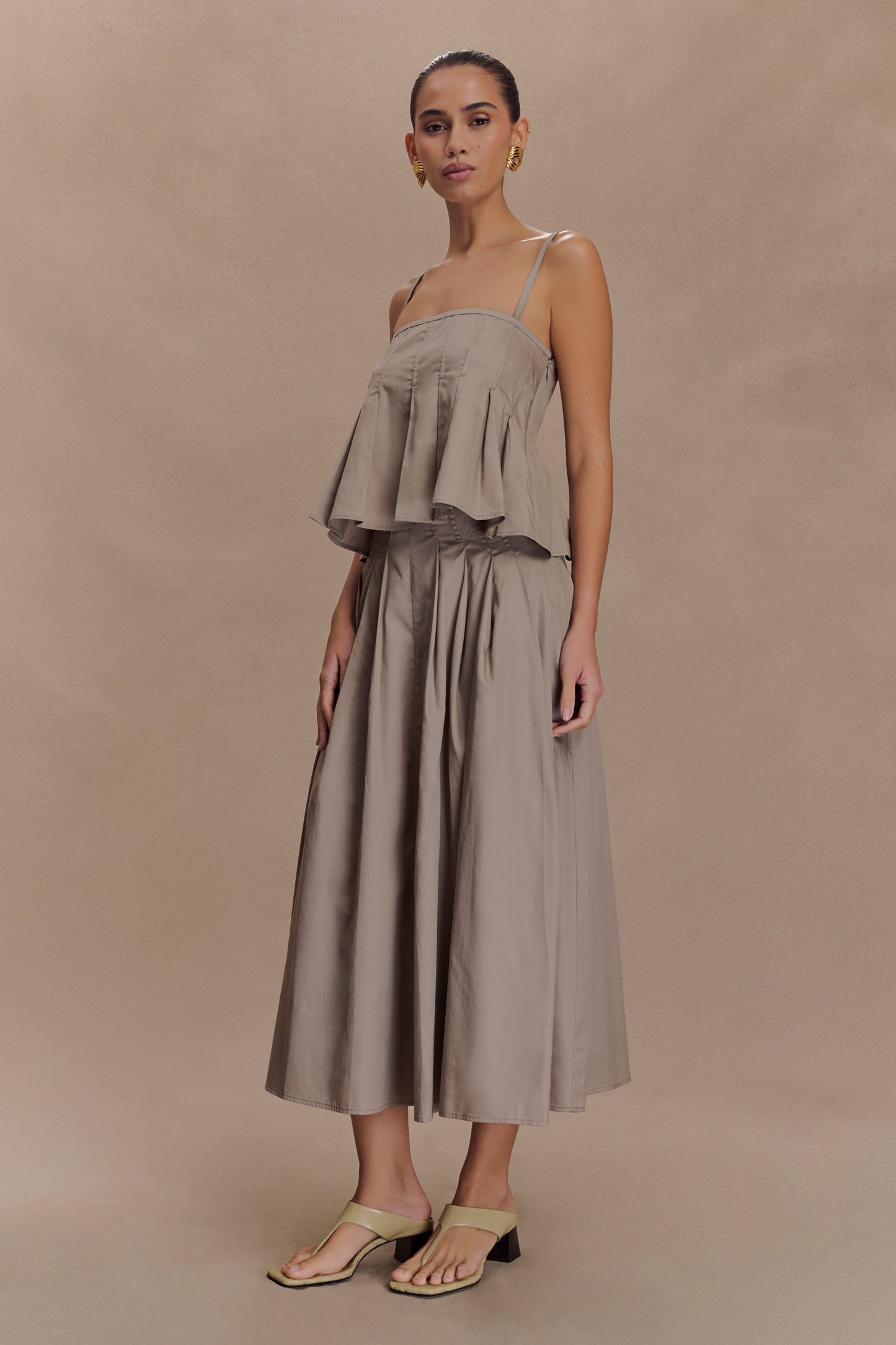 Mae, haut en coton - Brun-gris