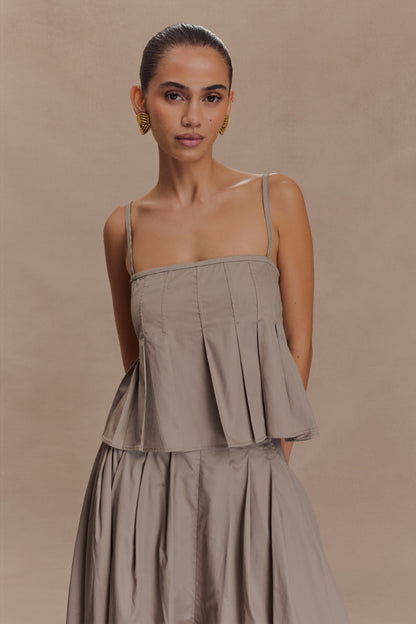 Mae, haut en coton - Brun-gris