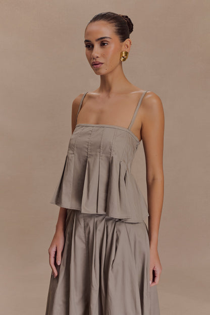 Mae, haut en coton - Brun-gris