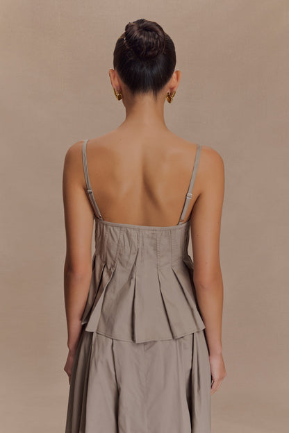 Mae, haut en coton - Brun-gris