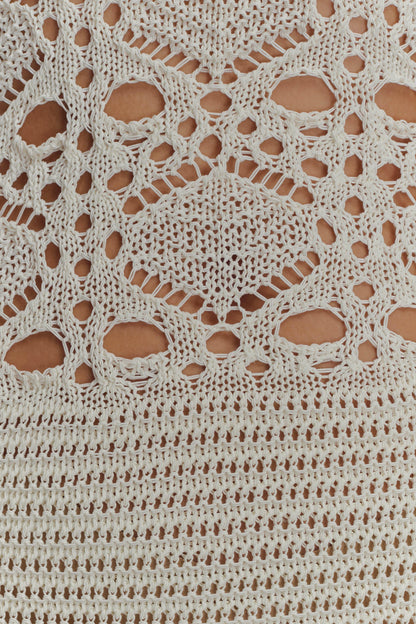 Mini-robe en tricot crochet Everette - Ivoire