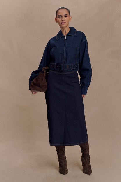 Veste en jean courte Fallon - Bleu indigo