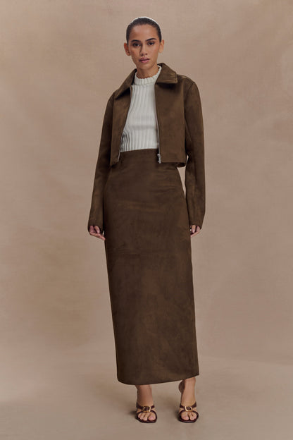 Veste à col en faux daim Hayes - Chocolat