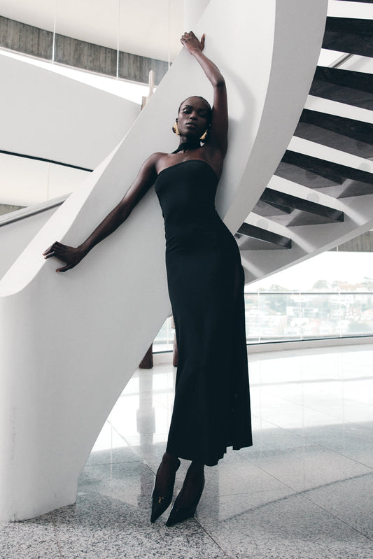 Robe Maxi Velma à Col Halter - Noir