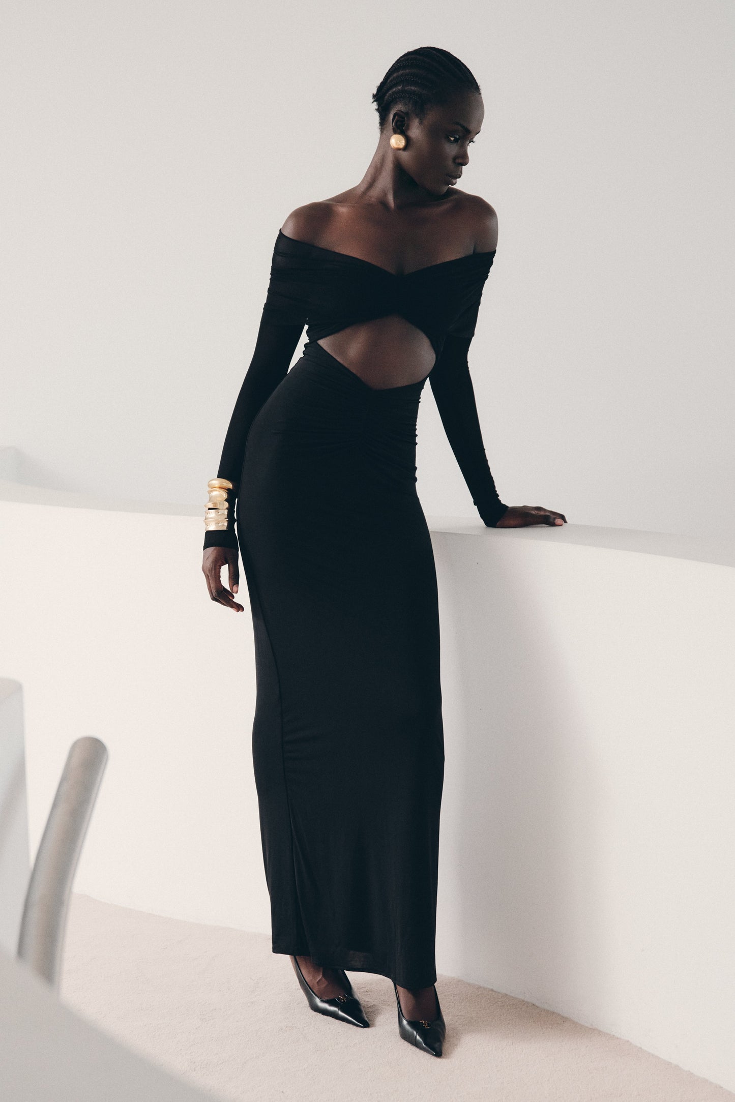Robe Maxi Rafaella en Jersey et Maille - Noir