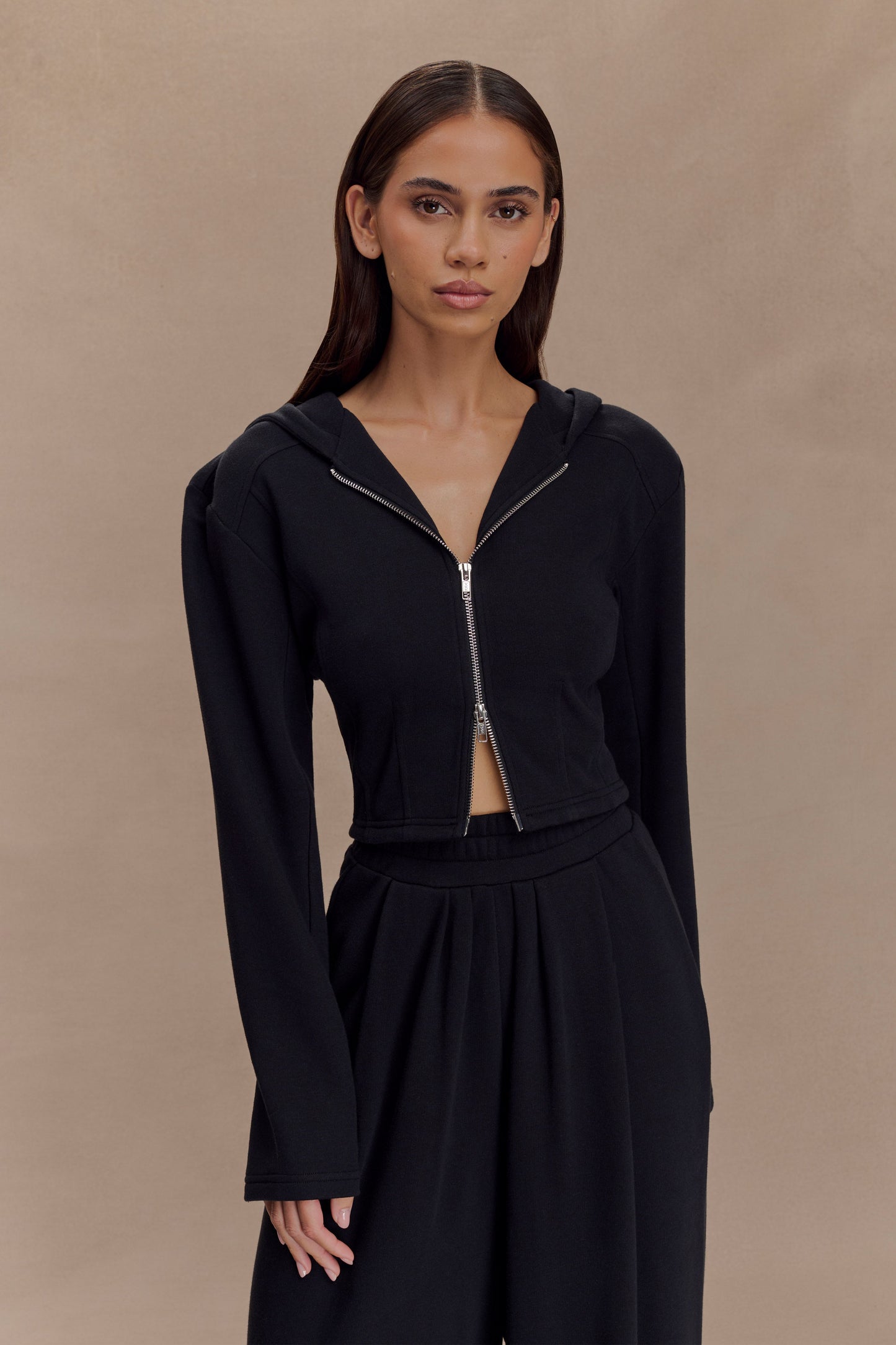 Sweat à capuche zippé Quinn - Noir