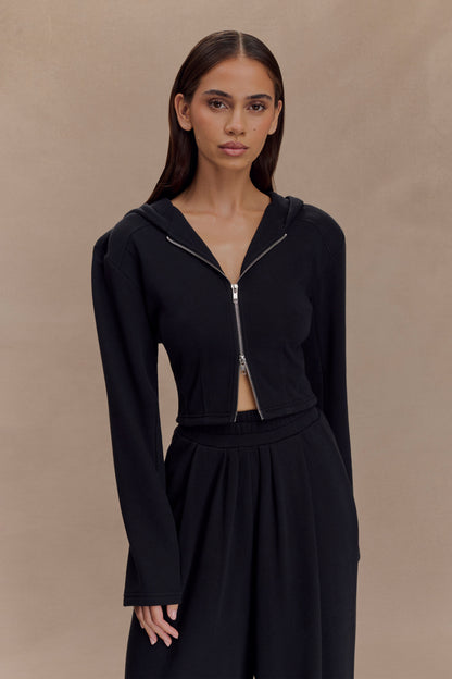 Sweat à capuche zippé Quinn - Noir