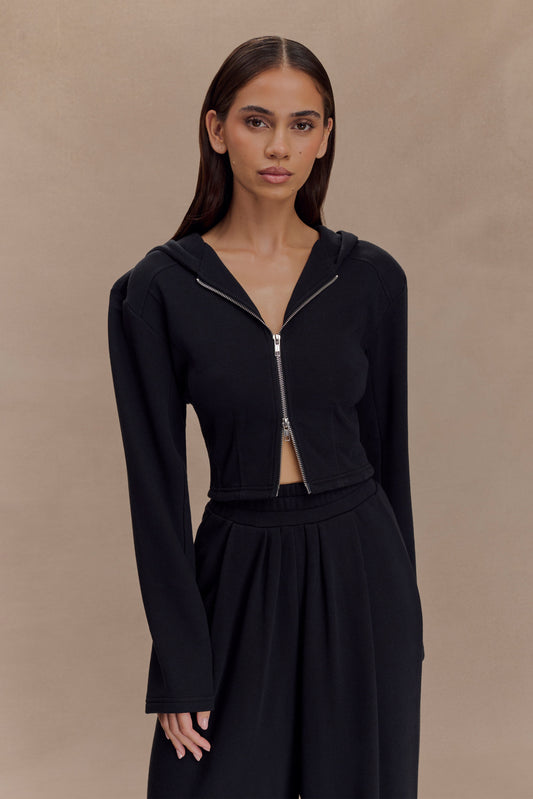 Sweat à capuche zippé Quinn - Noir