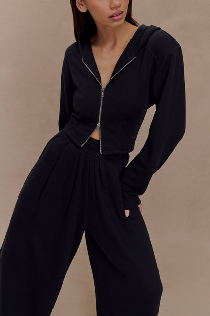 Sweat à capuche zippé Quinn - Noir