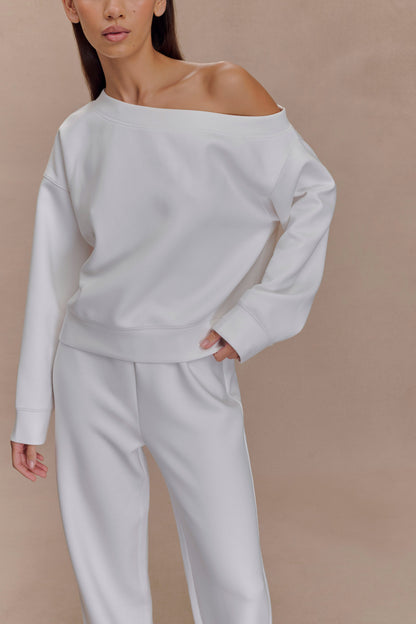Pull col rond ample Aiden - Ivoire