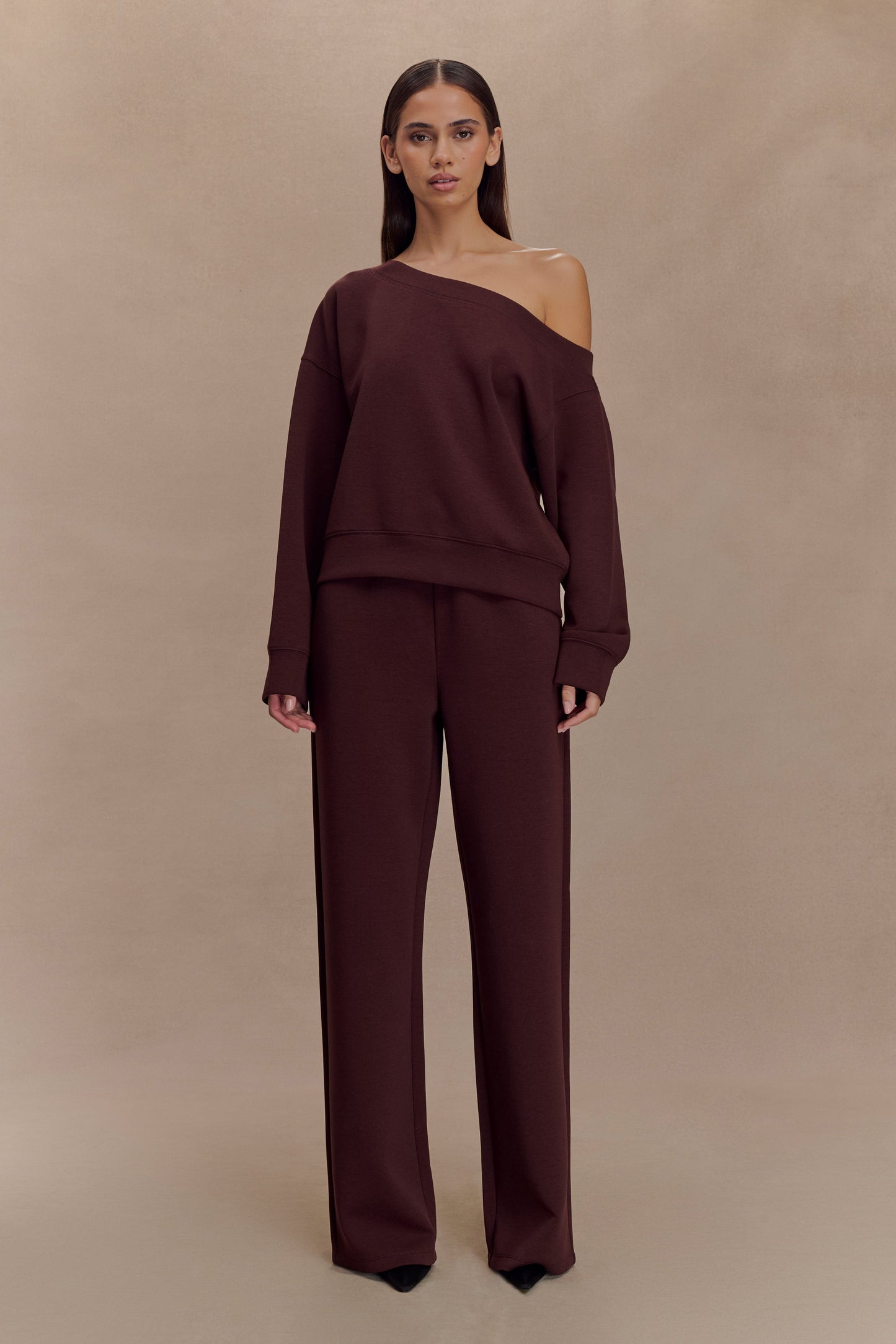 Pull col rond ample Aiden - Chocolat
