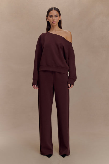 Pull col rond ample Aiden - Chocolat