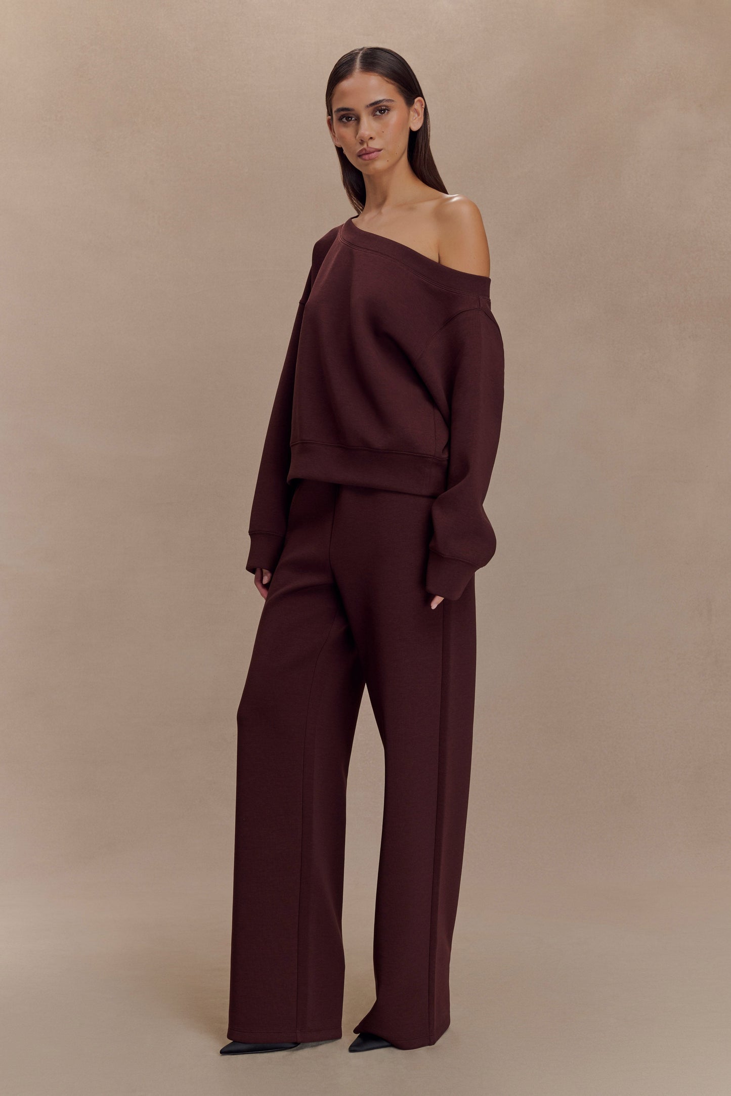 Pull col rond ample Aiden - Chocolat