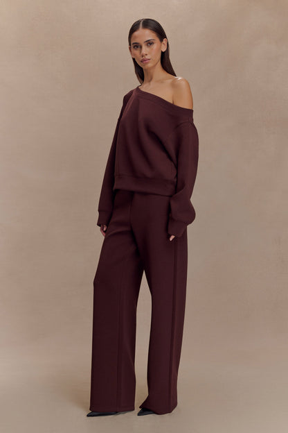 Pull col rond ample Aiden - Chocolat