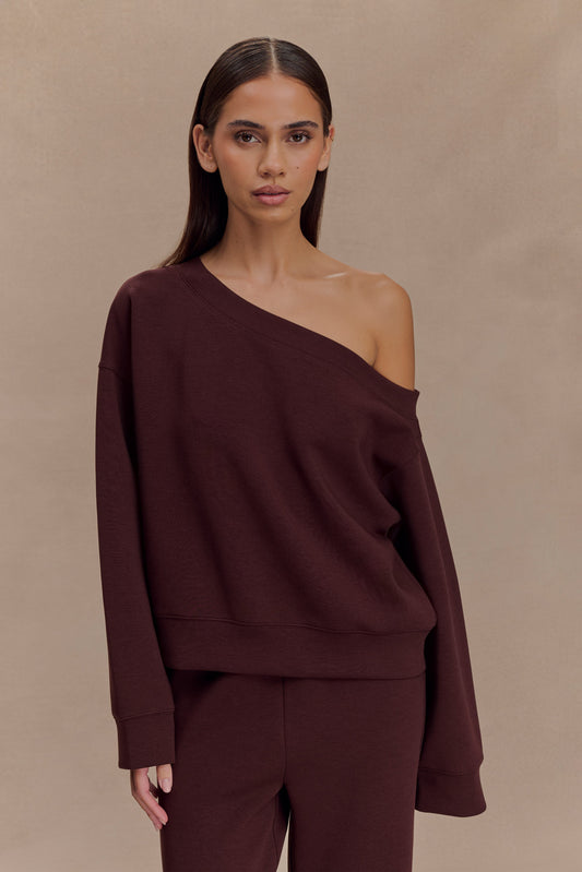 Pull col rond ample Aiden - Chocolat