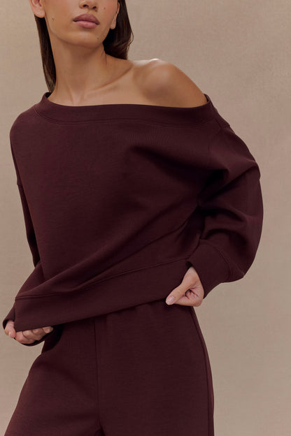 Pull col rond ample Aiden - Chocolat