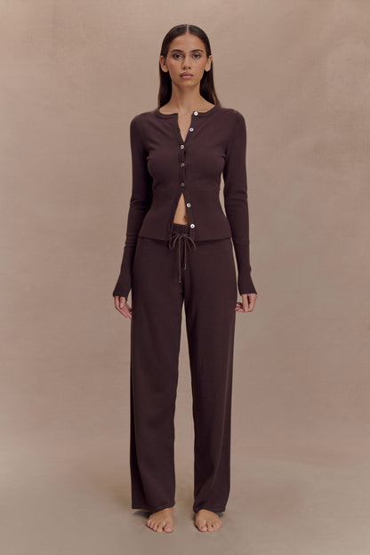 Pantalon large en tricot Natalya - Chocolat noir