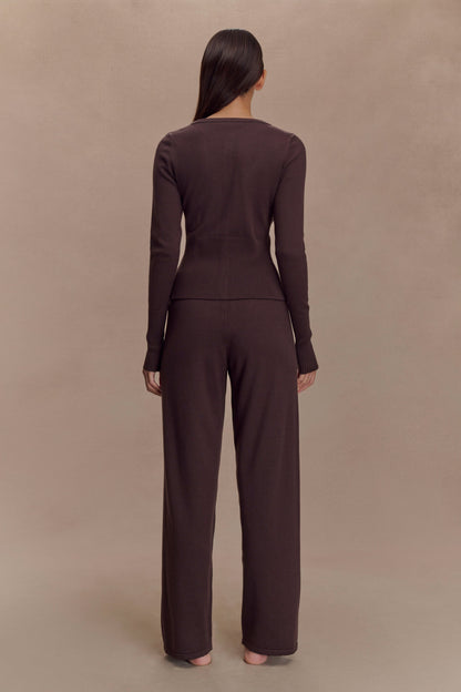 Pantalon large en tricot Natalya - Chocolat noir
