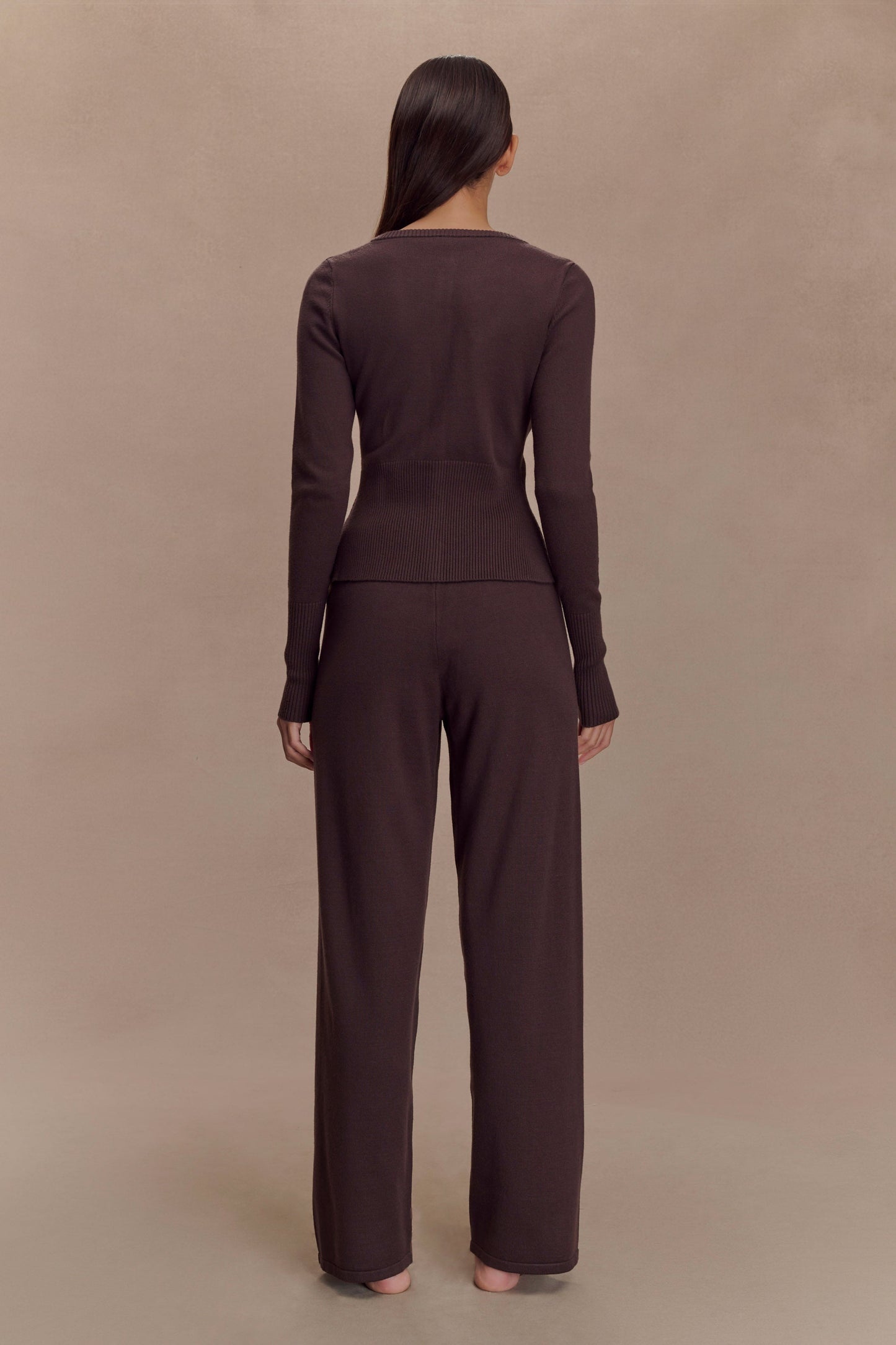 Cardigan en tricot ajusté Reese - Chocolat noir
