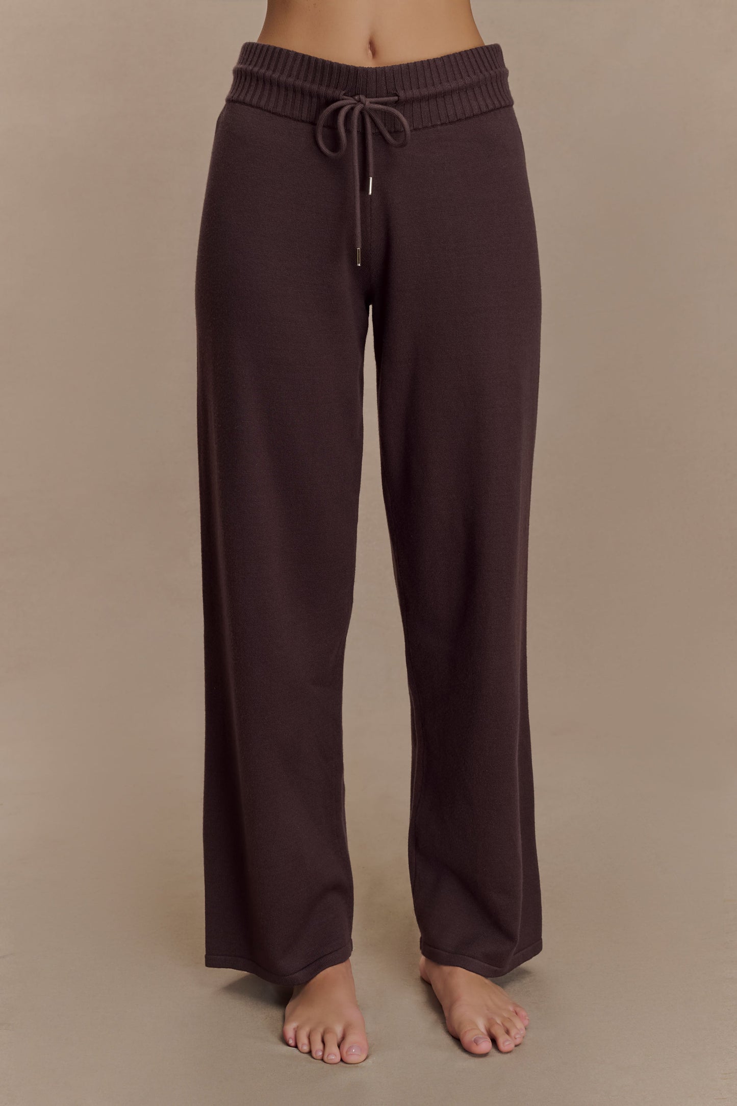 Pantalon large en tricot Natalya - Chocolat noir