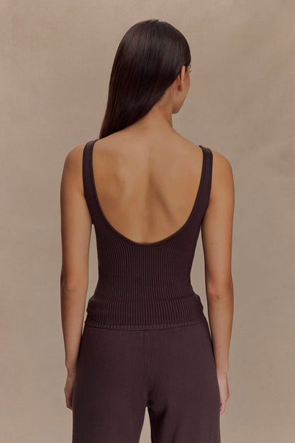 Débardeur côtelé en tricot Natalya - Chocolat noir