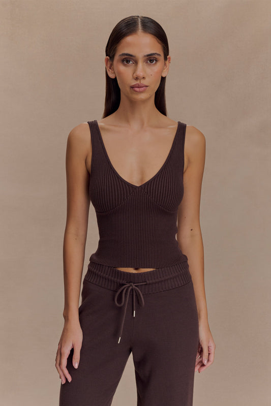 Débardeur côtelé en tricot Natalya - Chocolat noir
