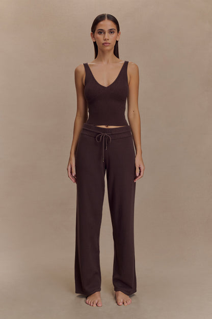 Pantalon large en tricot Natalya - Chocolat noir