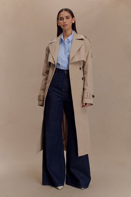 Manteau-tranchée Lois en twill - Camel