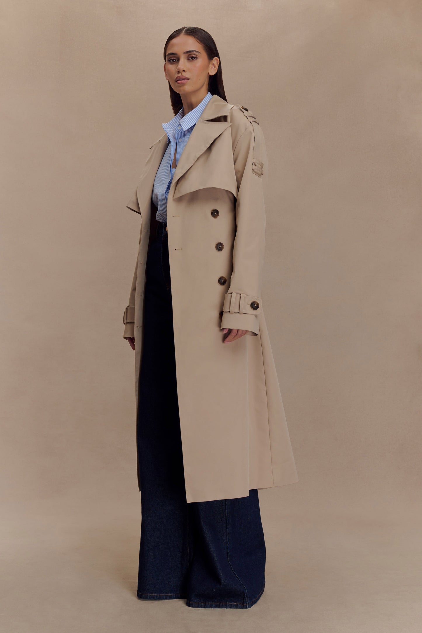 Manteau-tranchée Lois en twill - Camel