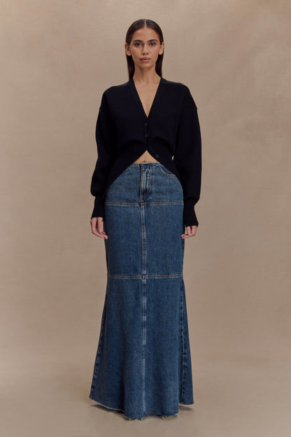 Jupe Maxi en Jean Loretta - Bleu Foncé Lavé