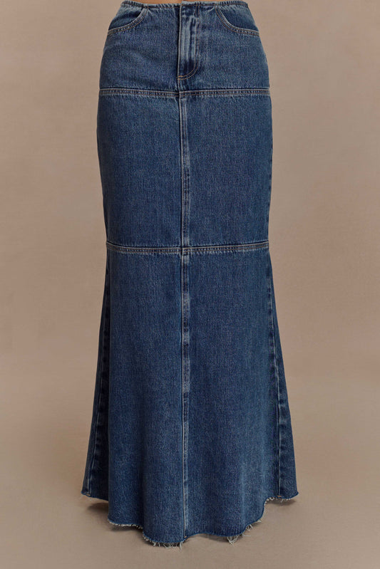 Jupe Maxi en Jean Loretta - Bleu Foncé Lavé