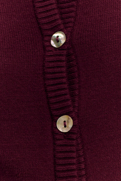 Cardigan en tricot ajusté Reese - Merlot