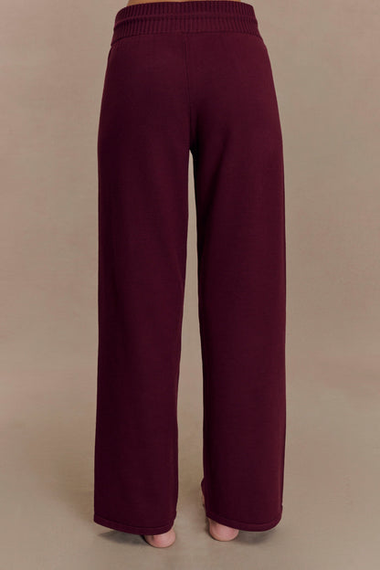 Pantalon large en tricot Natalya - Merlot