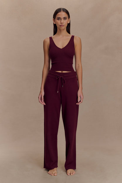 Pantalon large en tricot Natalya - Merlot