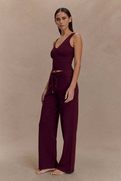 Pantalon large en tricot Natalya - Merlot